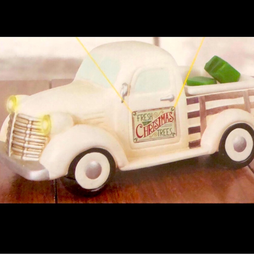 Christmas vintage truck with interchangeable metal signs for seasonal decor